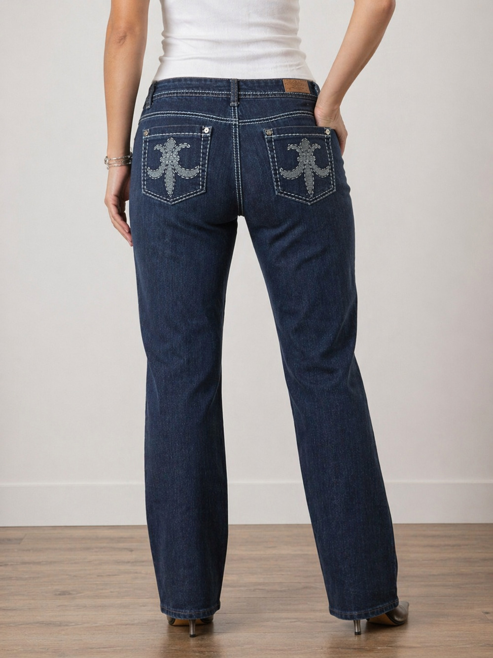 Y2K Embellished Blue Jeans Size 13 Mid Rise Indie Sleaze Coquette Grunge Denim